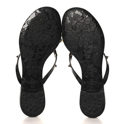 Valentino Garavani PVC Jelly Rockstud Bow Thong Sandals 38 Black 6 of 8