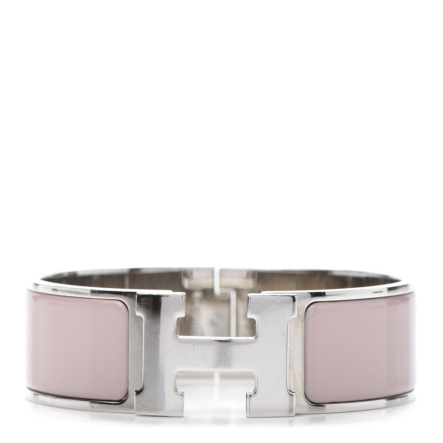 Hermes Enamel Wide Clic Clac H Bracelet GM Beige Rose 1 of 4