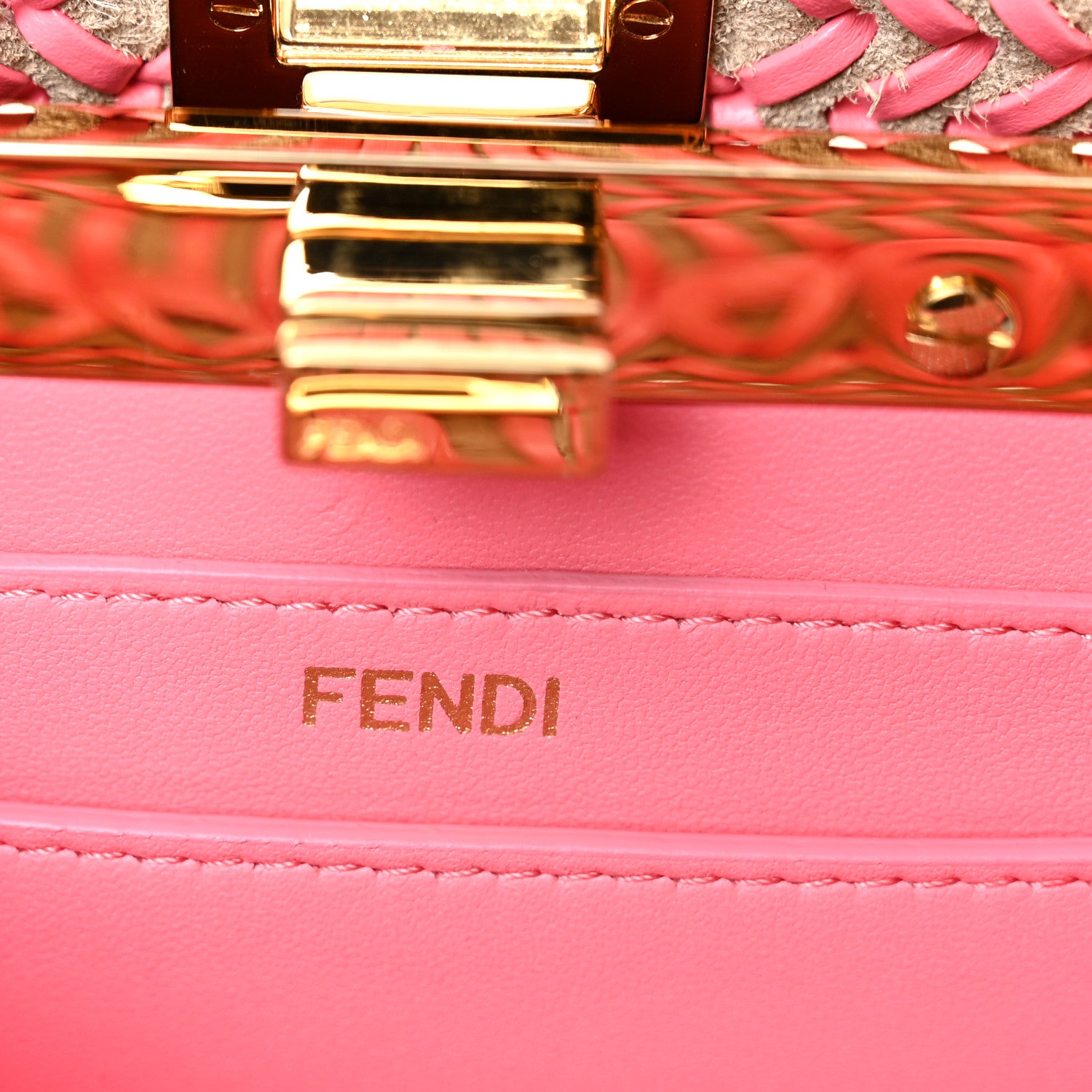 Fendi Vitello King Shiny Nappa Intreccio Petite Peekaboo I SEE U Satchel Pink Dalia 6 of 11