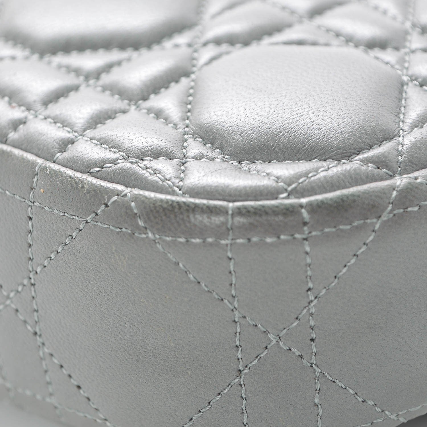 Christian Dior Lambskin Cannage Miss Dior Promenade Pouch Grey 6 of 8