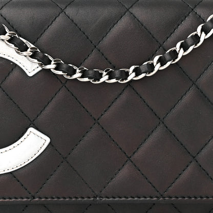 Chanel Calfskin Quilted Cambon Wallet on Chain WOC Black White 10 of 14