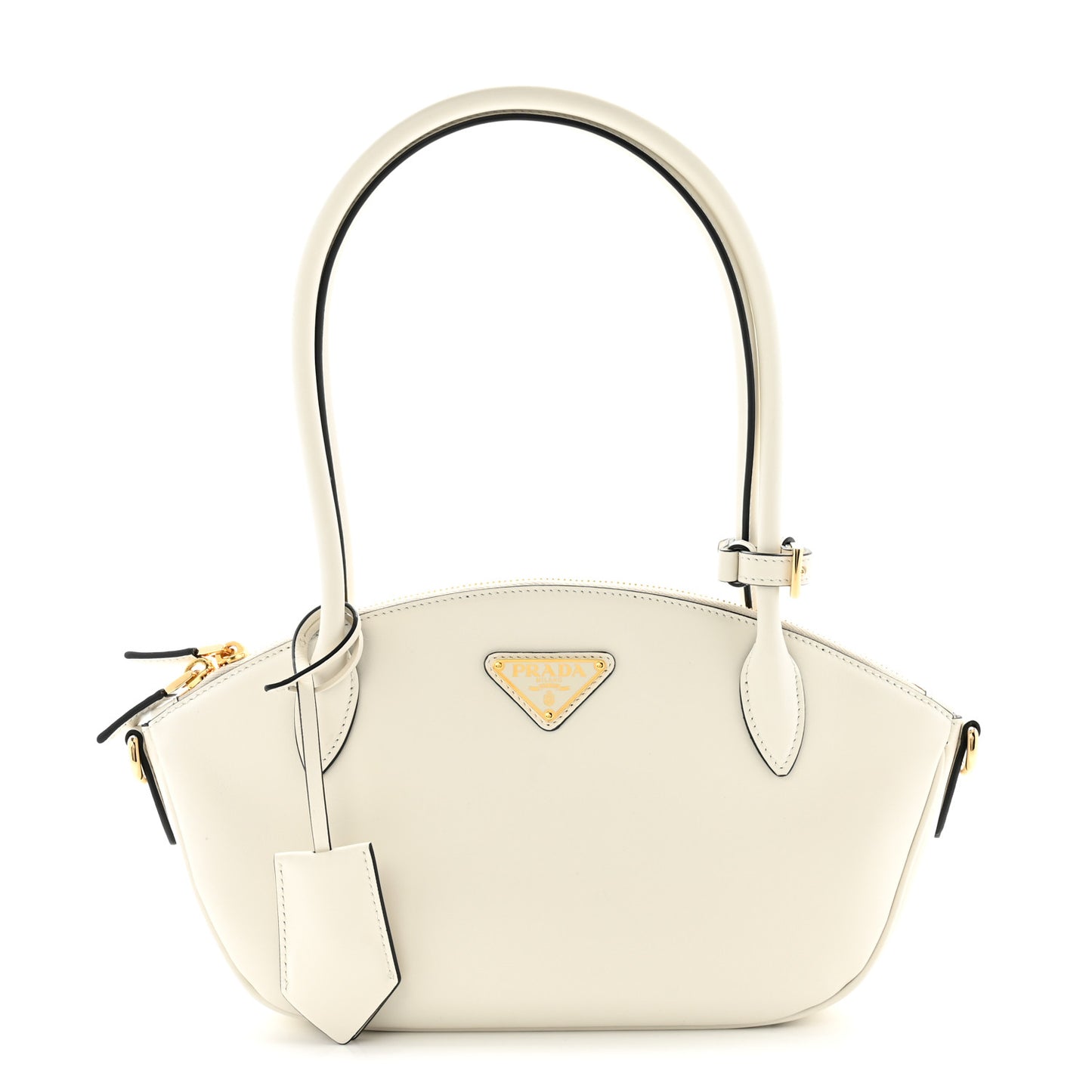 City Calfskin Small Triangle Shoulder Bag White