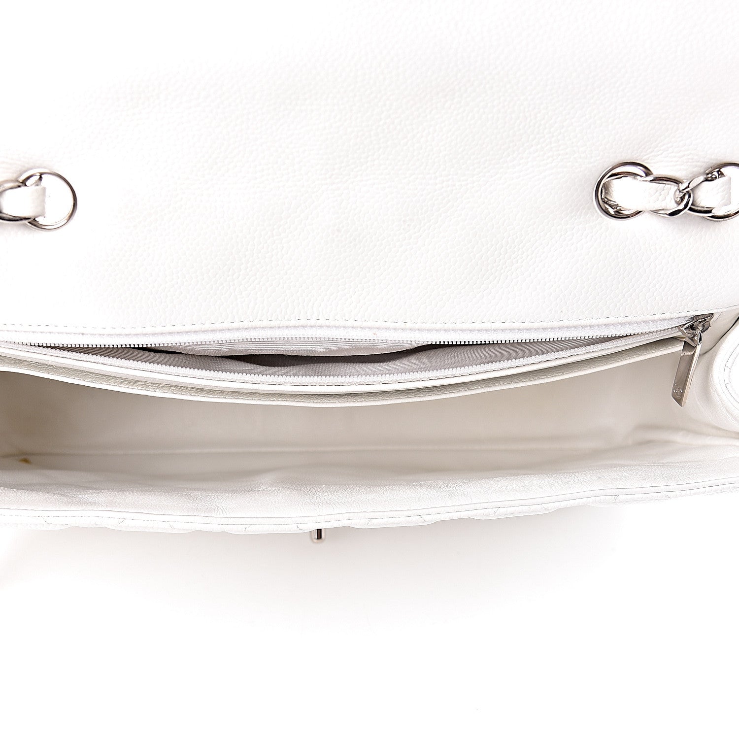 Chanel Caviar Quilted Jumbo Single Flap White 5 of 11