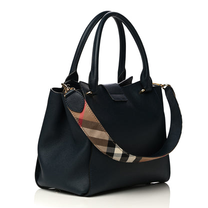 Burberry Soft Grain Calfskin Medium Buckle Tote Blue Carbon 3 of 14