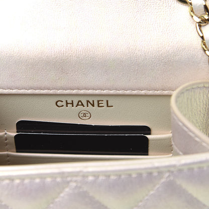 Chanel Iridescent Lambskin Quilted CC Phone Holder Ivory 6 of 11