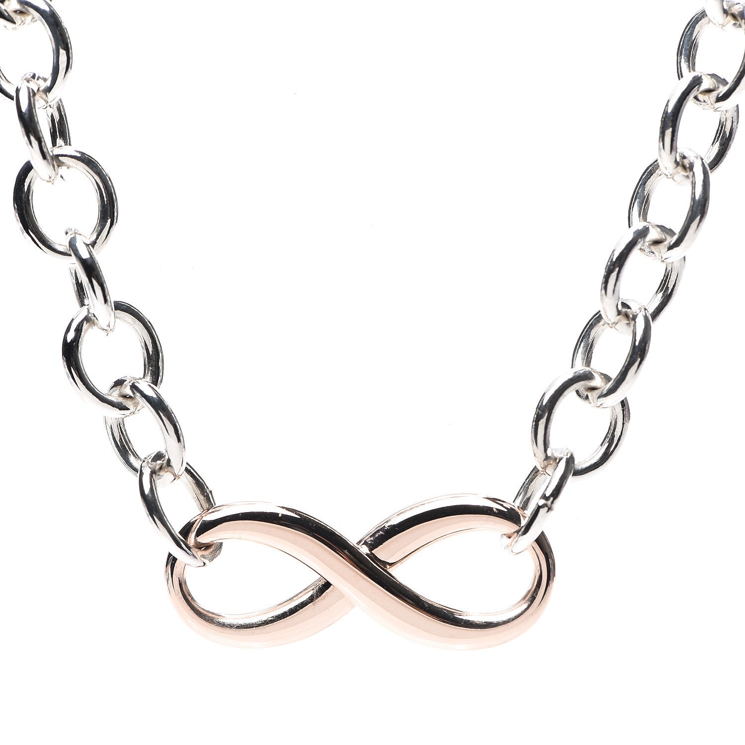 Tiffany Sterling Silver Rubedo Infinity Link Necklace 3 of 5