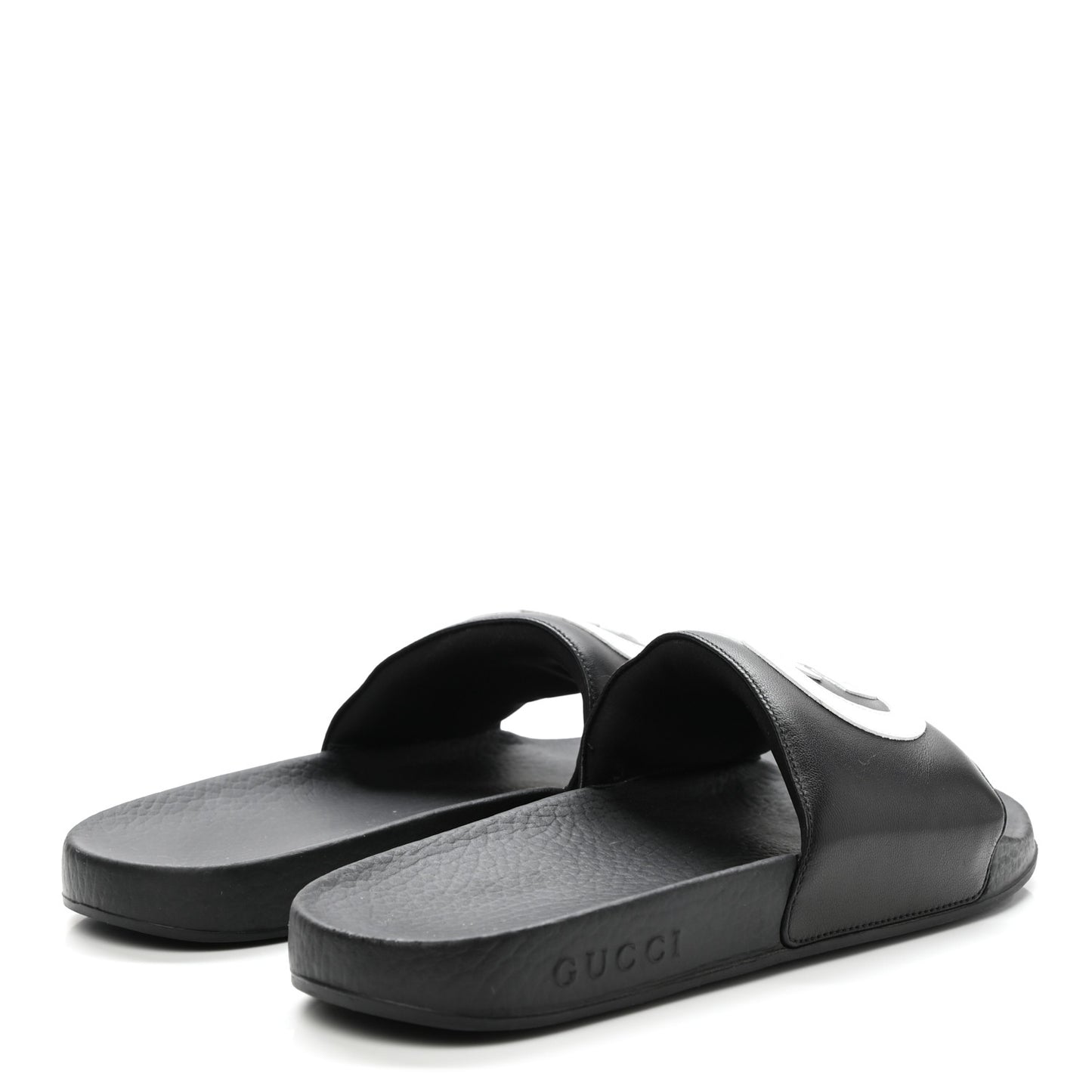 Nappa Miro Soft Calfskin Womens Interlocking G Slide Sandals 38 Black White