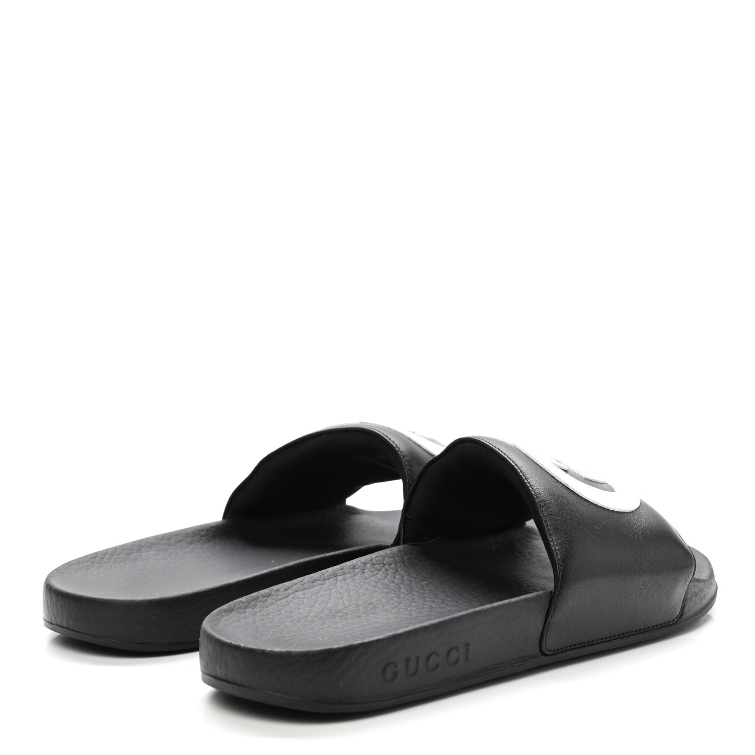 Gucci Nappa Miro Soft Calfskin Womens Interlocking G Slide Sandals 38 Black White 4 of 9