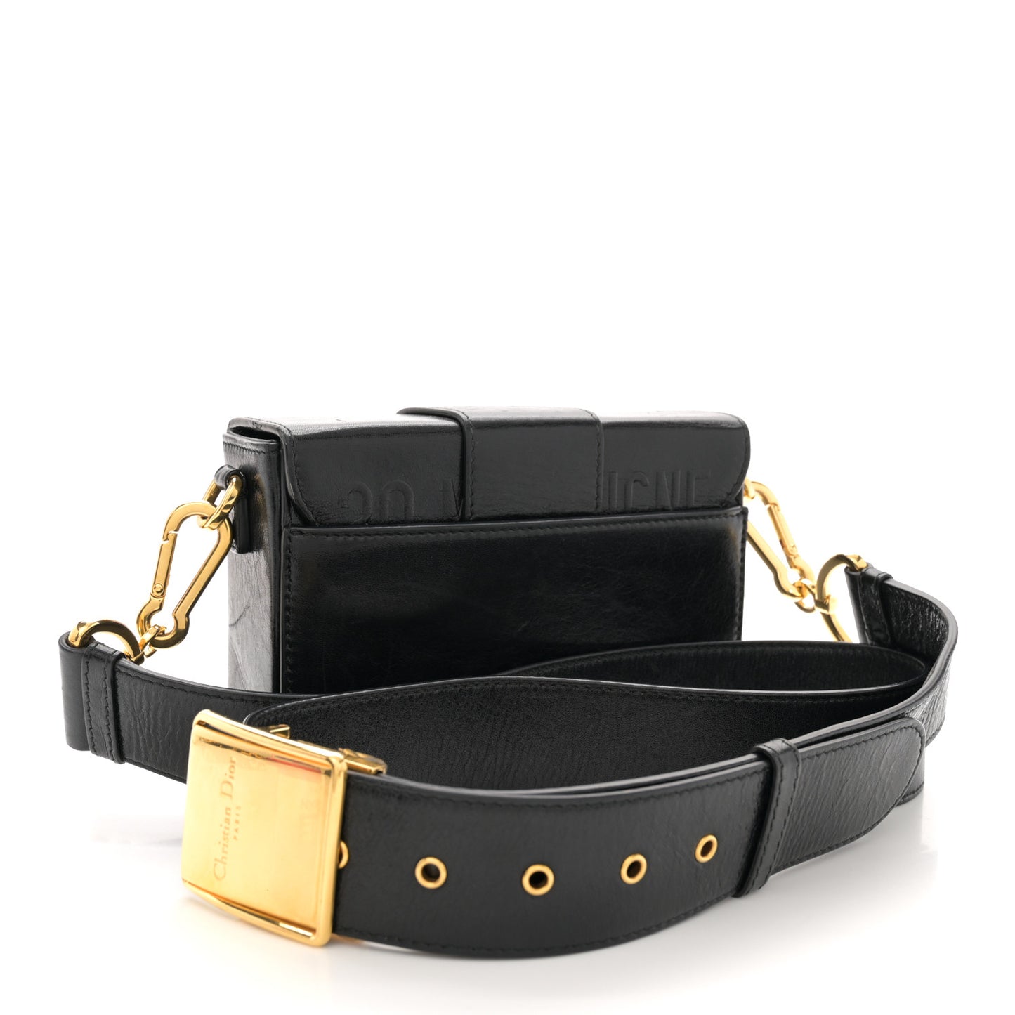 Crackled Lambskin 30 Montaigne Box Bag Black