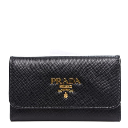 Prada Saffiano Metal 6 Key Holder Black 1 of 8