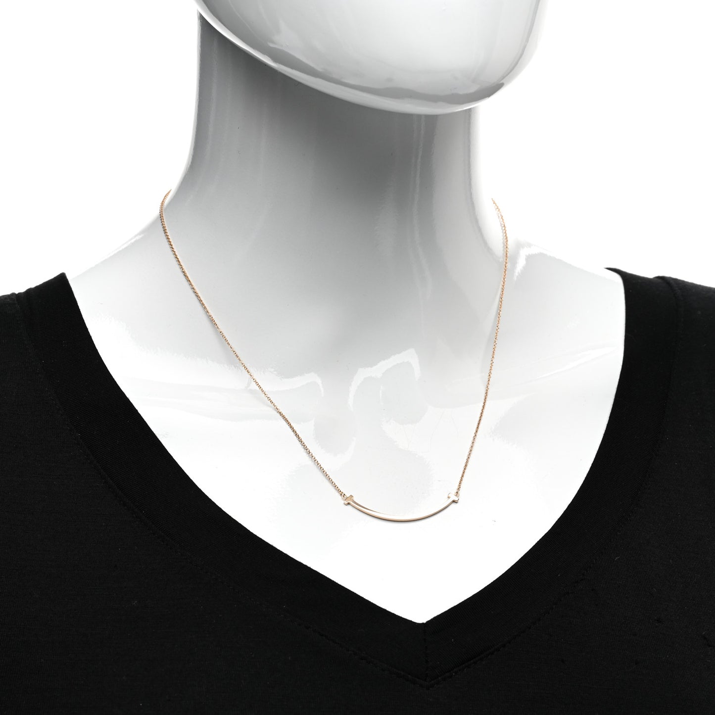 18K Rose Gold Small T Smile Pendant Necklace
