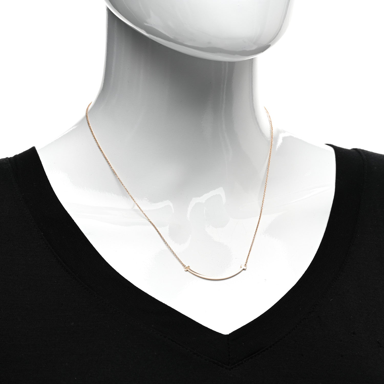 Tiffany 18K Rose Gold Small T Smile Pendant Necklace 2 of 4