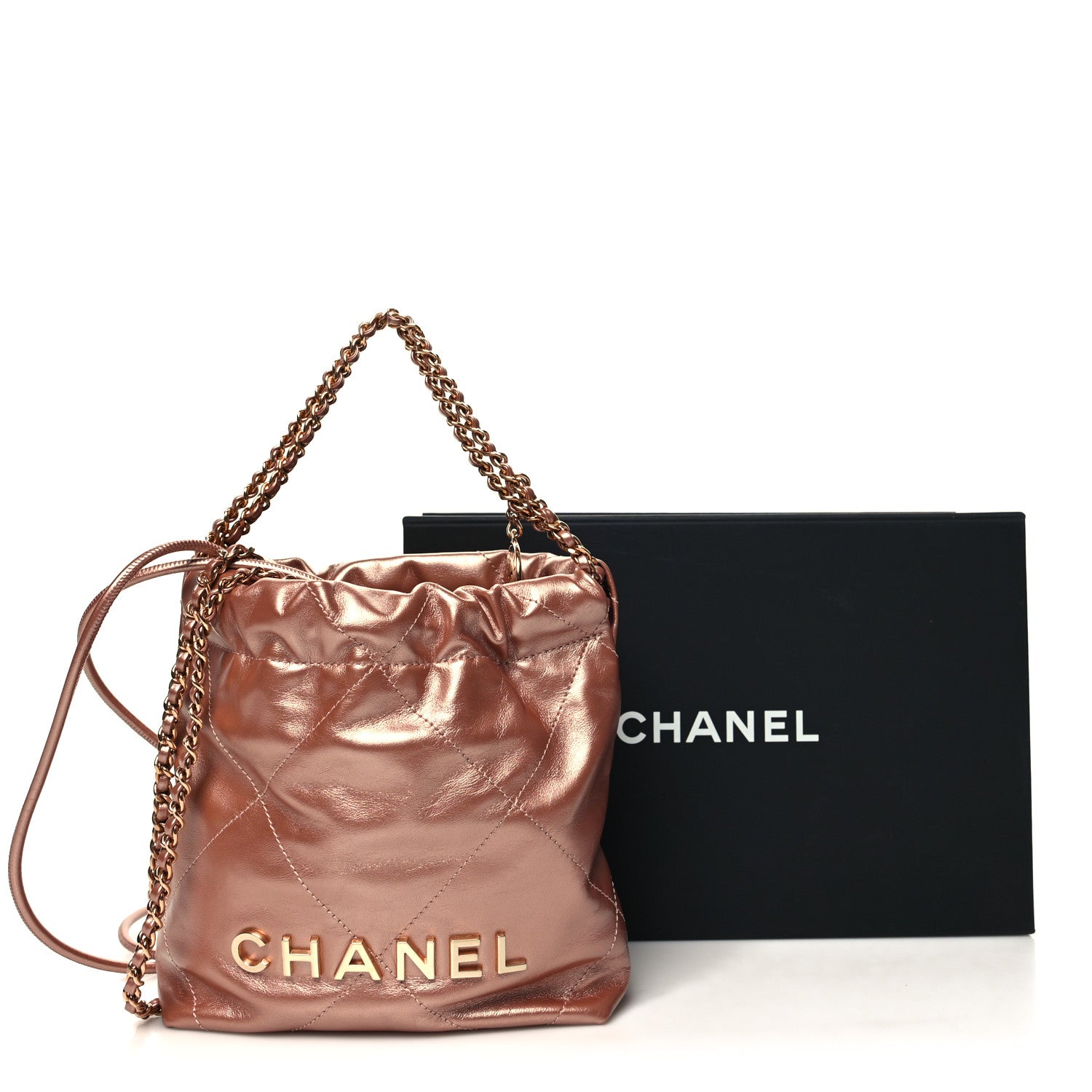 Chanel Metallic Calfskin Quilted Mini Chanel 22 Copper 12 of 12