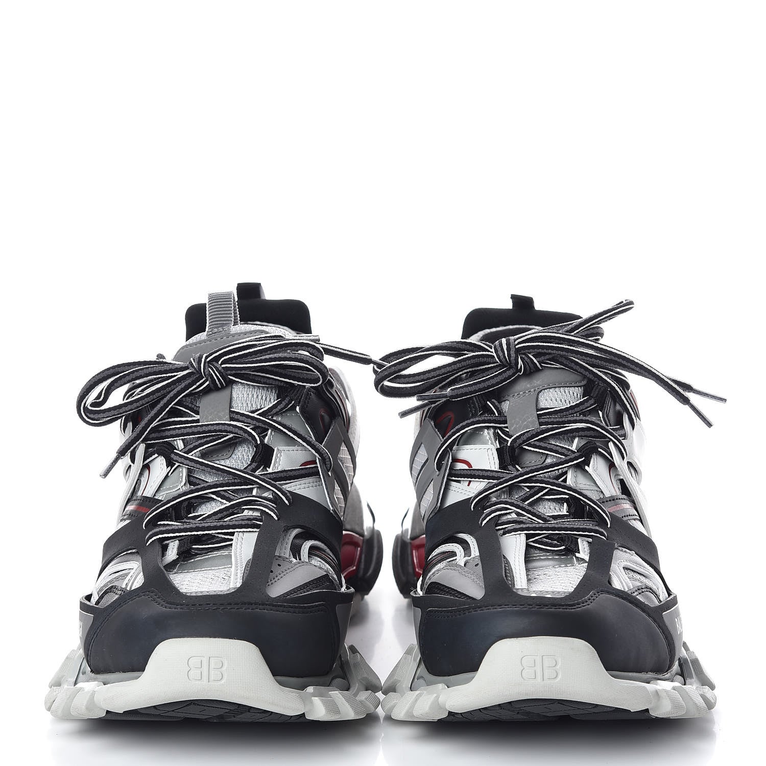 Balenciaga Mesh Nylon Metallic Fabric Mens Track Sneakers 44 Gris Rouge Black 2 of 7