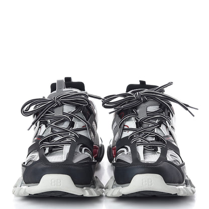 Balenciaga Mesh Nylon Metallic Fabric Mens Track Sneakers 44 Gris Rouge Black 2 of 7