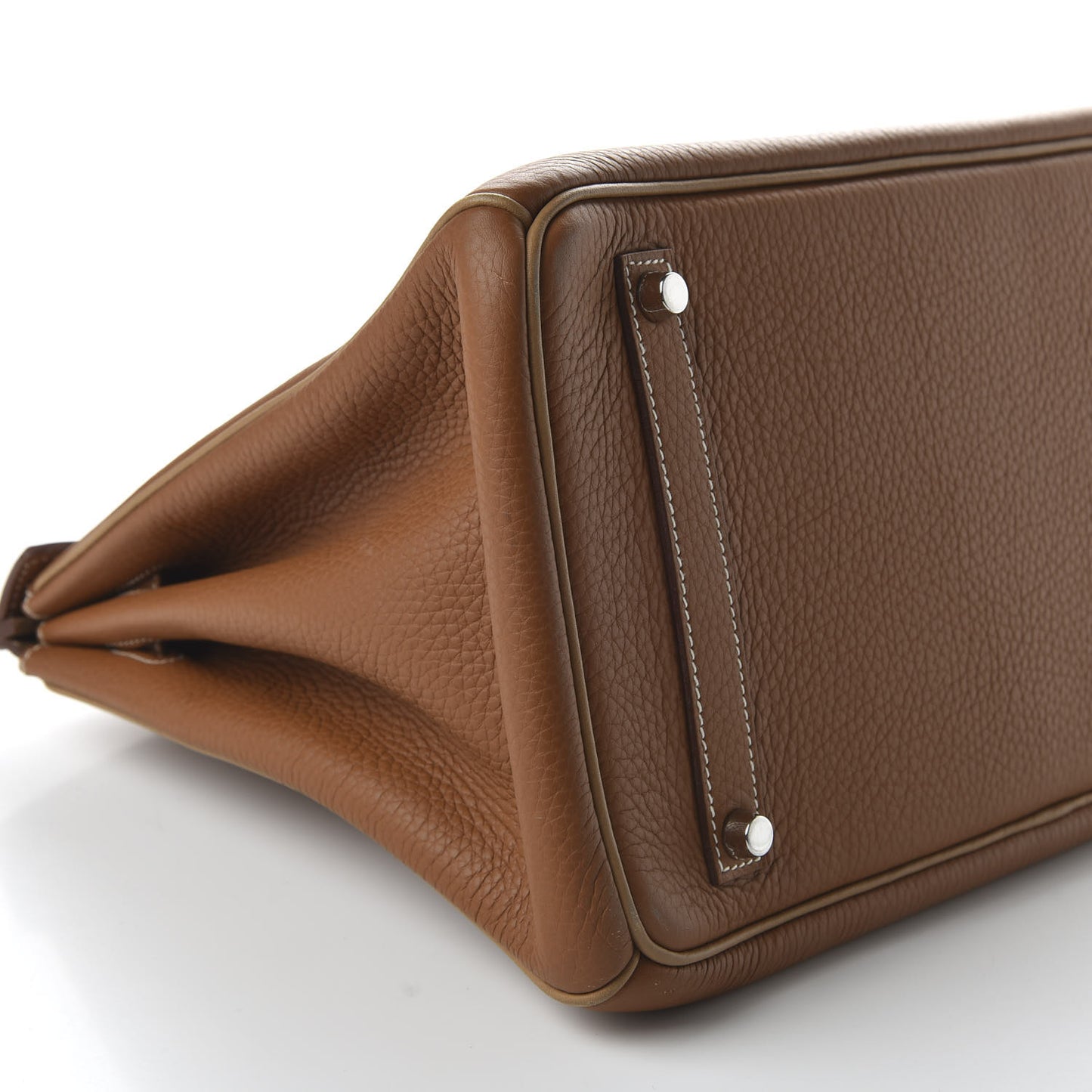 Taurillon Clemence Horseshoe Birkin 35 Gold Camel Tabac