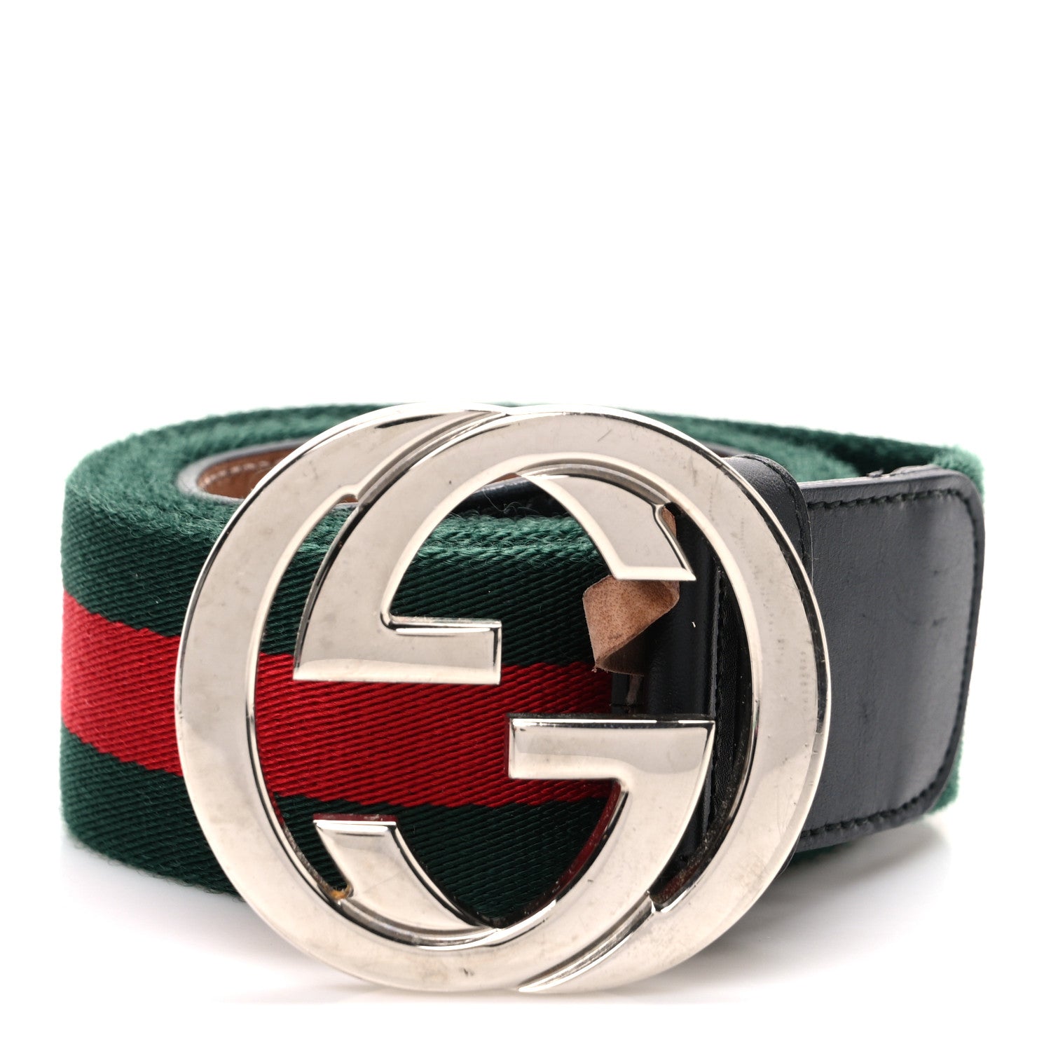 Gucci Calfskin Web Interlocking G Belt 95 38  Black 1 of 5