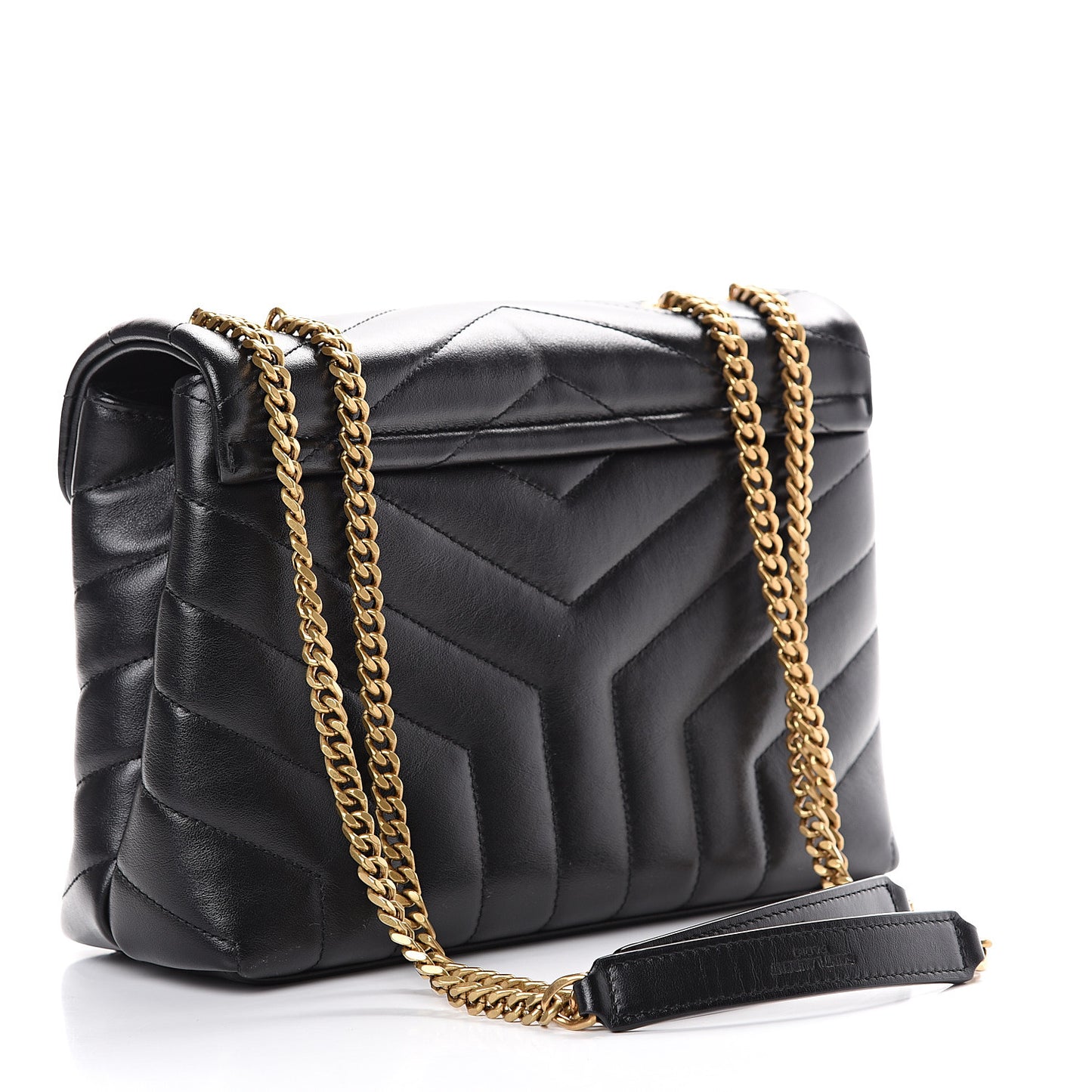 Calfskin Y Quilted Monogram Small Loulou Chain Satchel Black