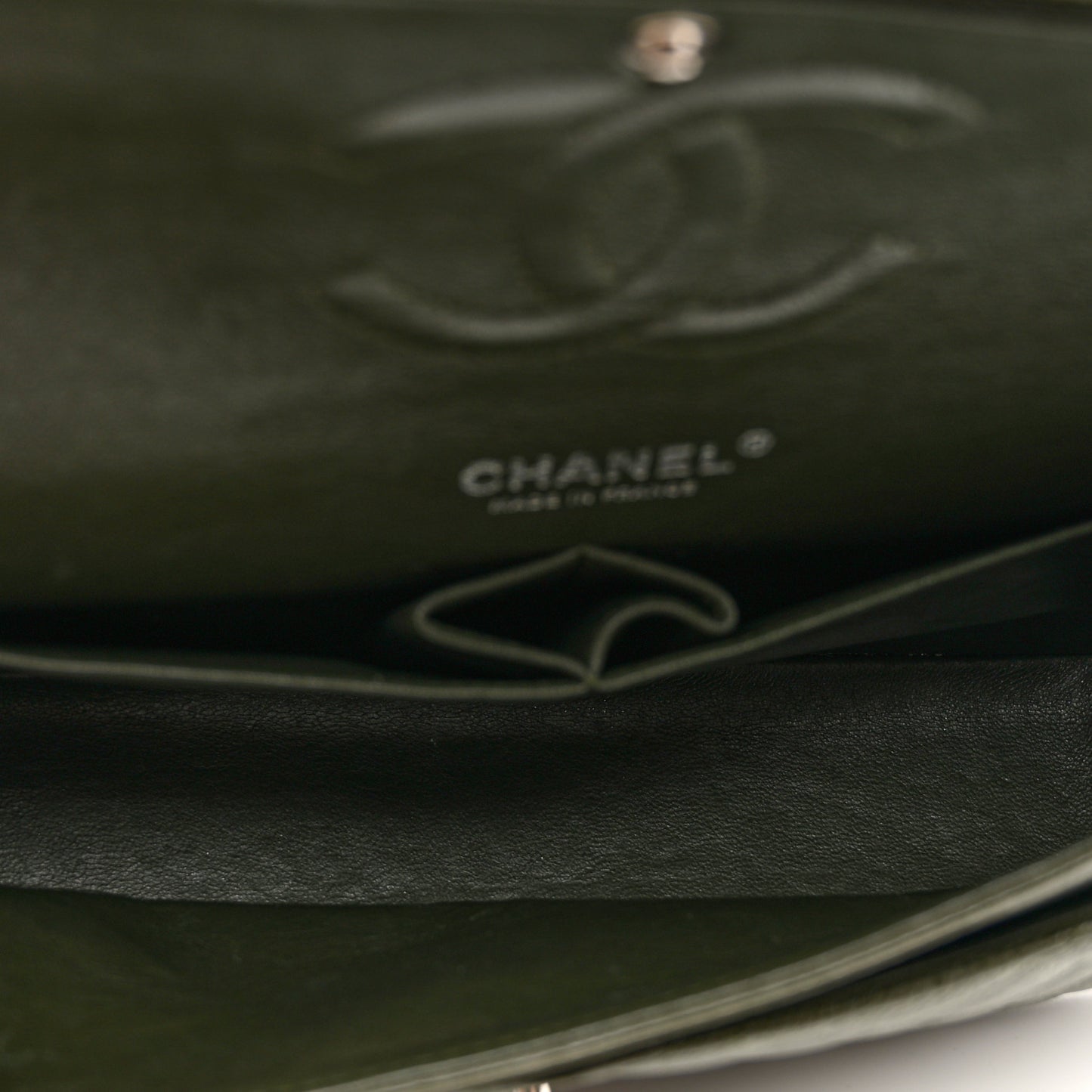Caviar Quilted Medium Double Flap Dark Green