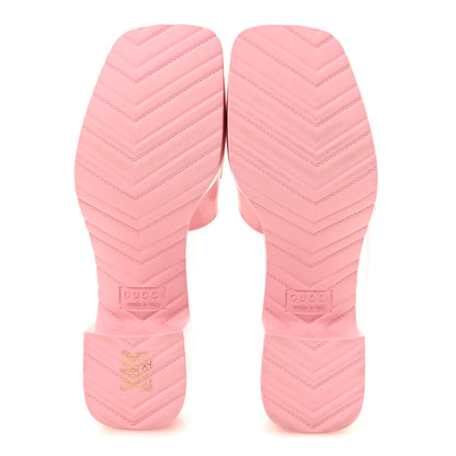 Gucci Rubber Gucci Logo Womens Platform 20/60mm Slide Sandals 37 Wild Rose 6 of 10