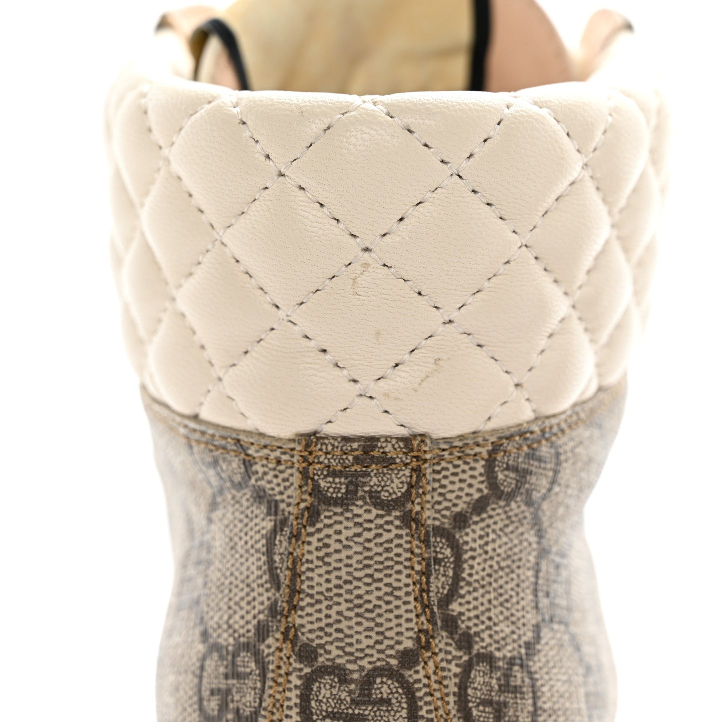 Calfskin GG Supreme Monogram Nappa Quilted Lace Up Ankle Boots 37 Mystic White Beige