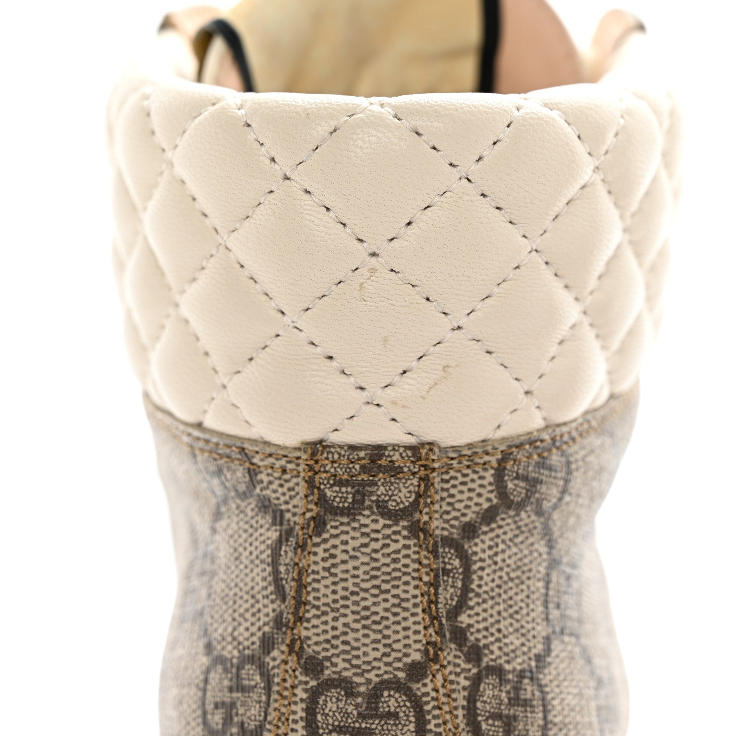 Gucci Calfskin GG Supreme Monogram Nappa Quilted Lace Up Ankle Boots 37 Mystic White Beige 18 of 18