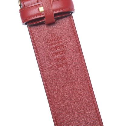 Gucci Guccissima Feline Plaque Belt 90 36 Hibiscus Red 3 of 6