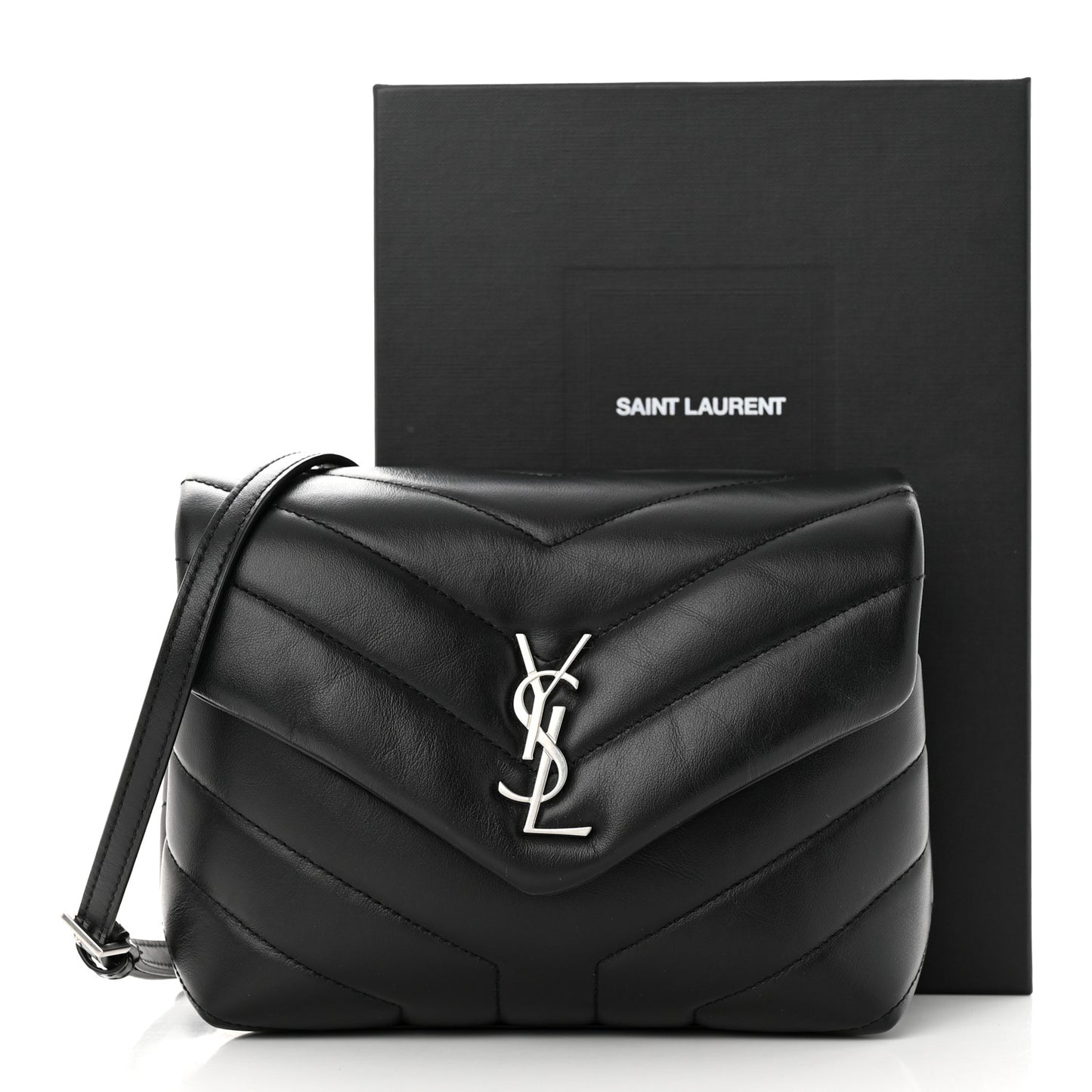 Calfskin Y Quilted Monogram Toy Loulou Crossbody Bag Black