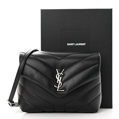 Saint Laurent Calfskin Y Quilted Monogram Toy Loulou Crossbody Bag Black 11 of 13