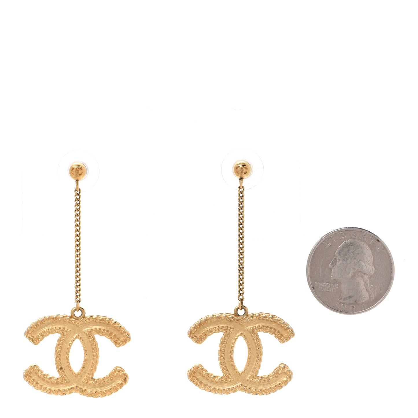 CC Drop Earrings Matte Gold