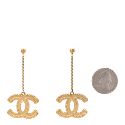 Chanel CC Drop Earrings Matte Gold 2 of 5