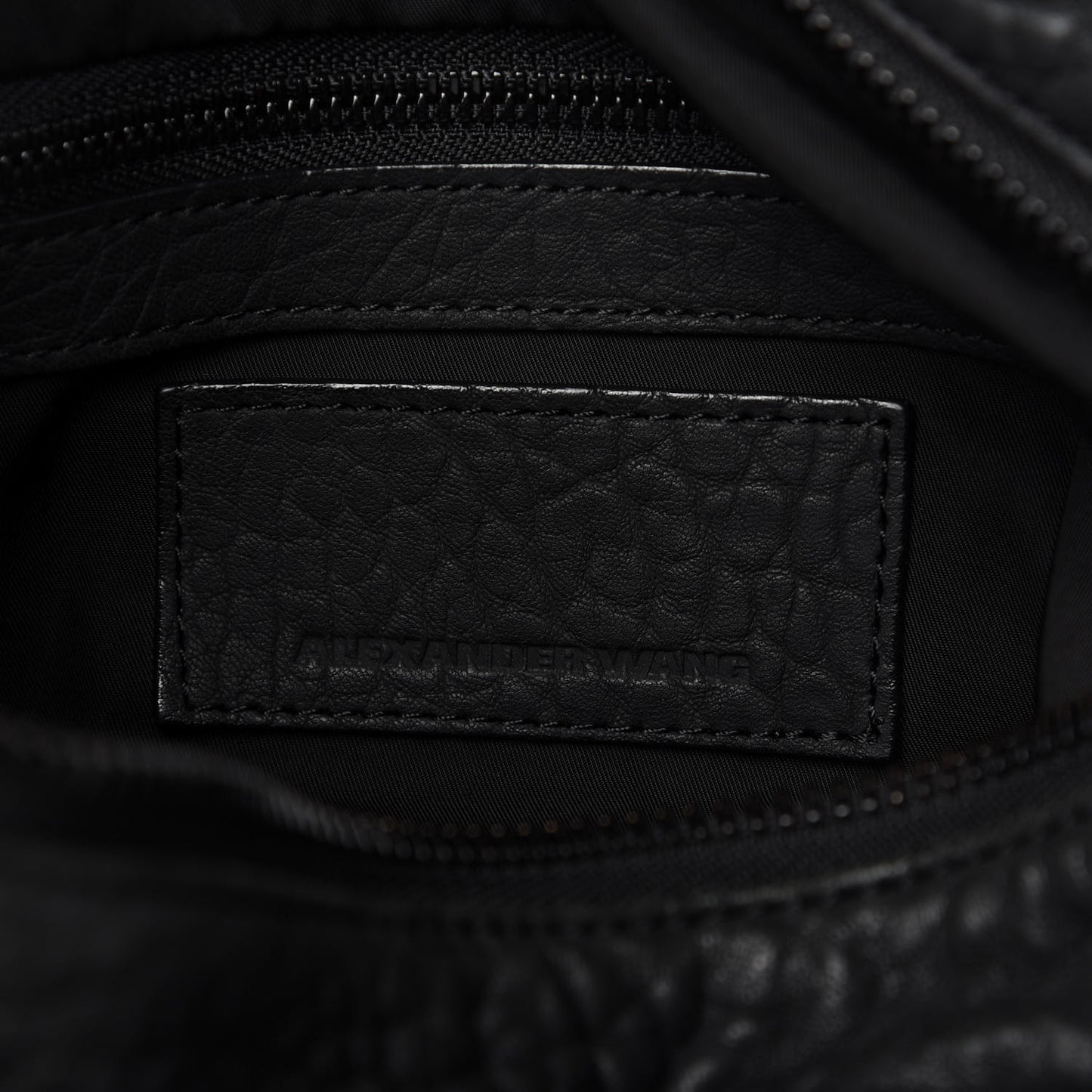 Pebbled Lambskin Rocco Matte Black Iridescent Hardware