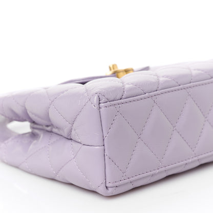 Chanel Shiny Aged Calfskin Quilted Nano Kelly Shopper Lilac 9 of 10