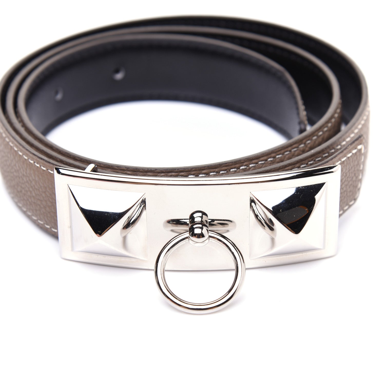 Hermes Togo Box 24mm Sydney Belt 80 Etoupe Black 8 of 9