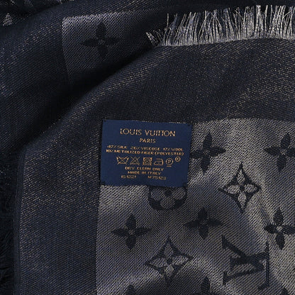 Louis Vuitton Silk Lurex Wool Monogram Shine Shawl Black 3 of 4