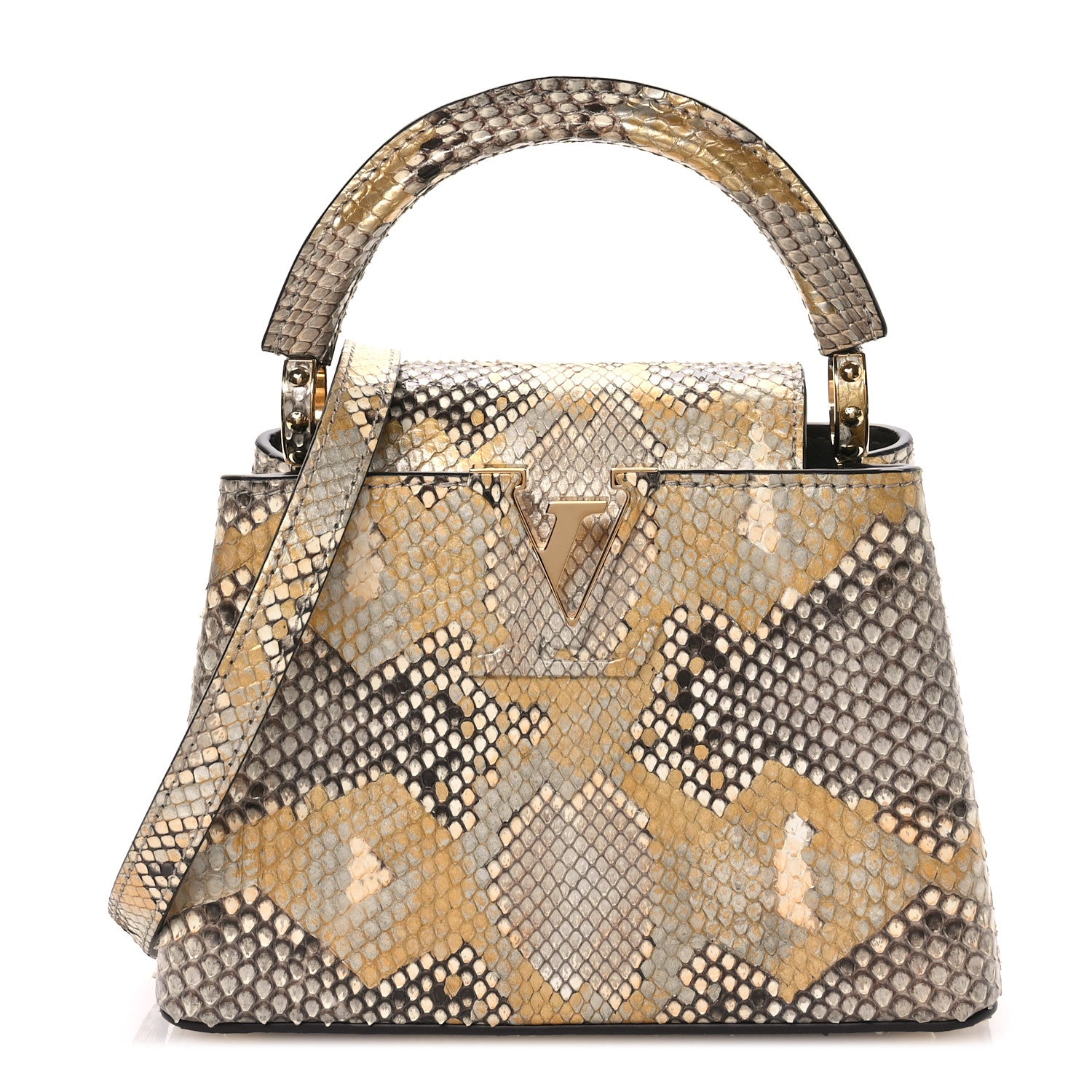 Louis Vuitton Metallic Snakeskin Capucines Mini Dore 1 of 10