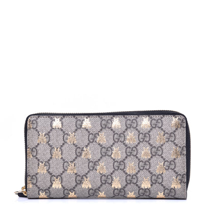 Gucci GG Supreme Monogram Bees Zip Around Wallet 1 of 11