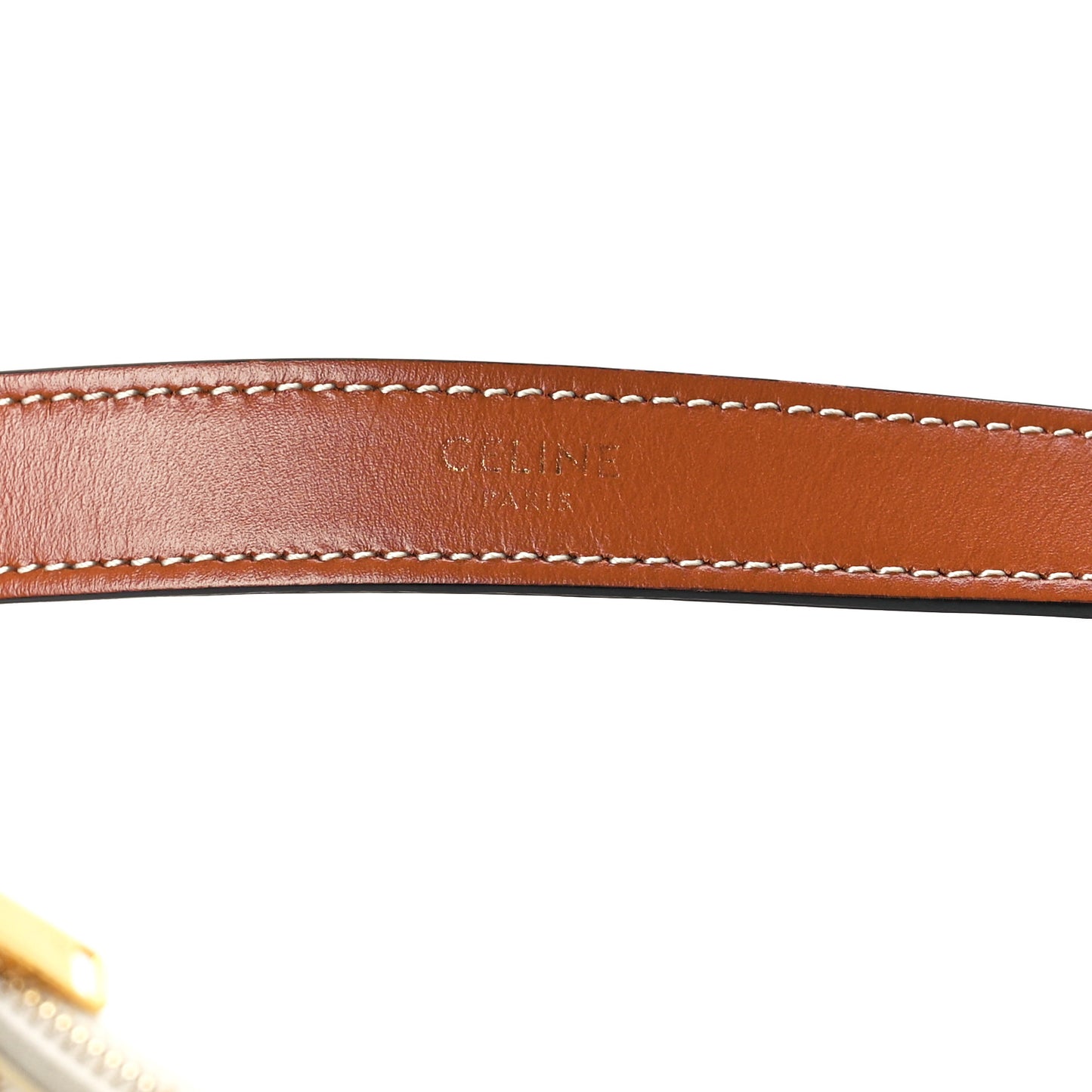 Canvas Calfskin Ava Triomphe Shoulder Bag White
