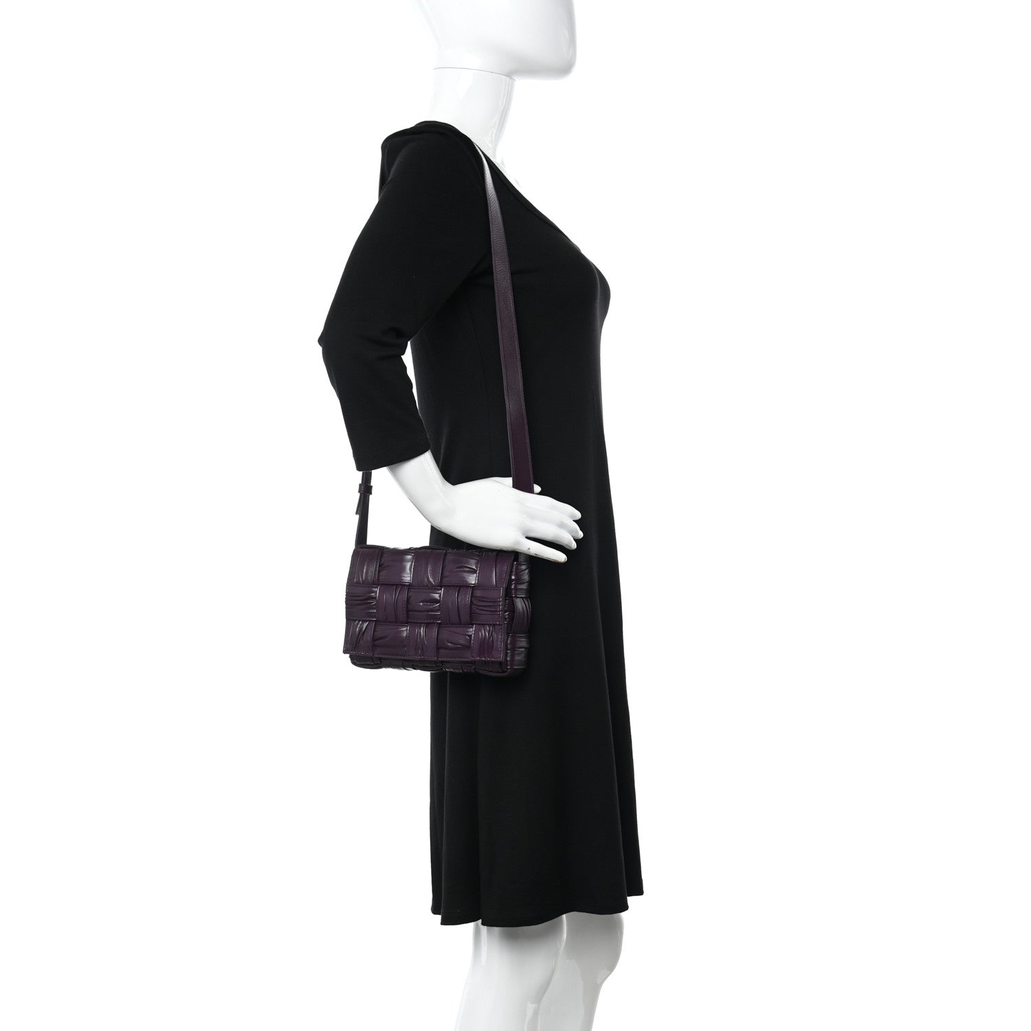 Bottega Veneta Calfskin Intreccio Plisse Cassette Crossbody Bag Dark Mystic 2 of 12