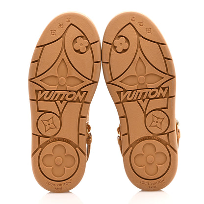 Louis Vuitton Suede Calfskin Embossed Monogram Aspen Platform Clog Mules 36.5 Cognac Brown 5 of 8
