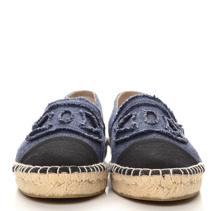 Chanel Denim Toile CC Espadrilles 40 Navy Black 2 of 10