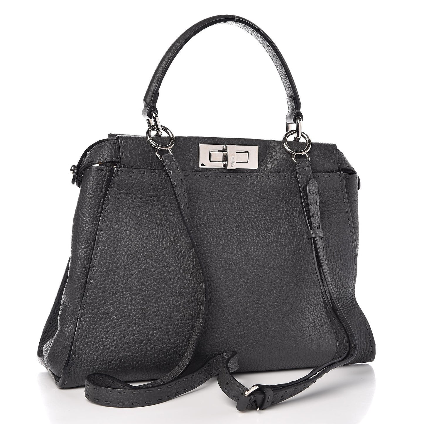 Cuoio Romano Selleria Bi-Color Medium Peekaboo Iconic Satchel Asfalto Latte