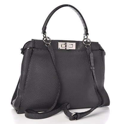Fendi Cuoio Romano Selleria Bi-Color Medium Peekaboo Iconic Satchel Asfalto Latte 4 of 9