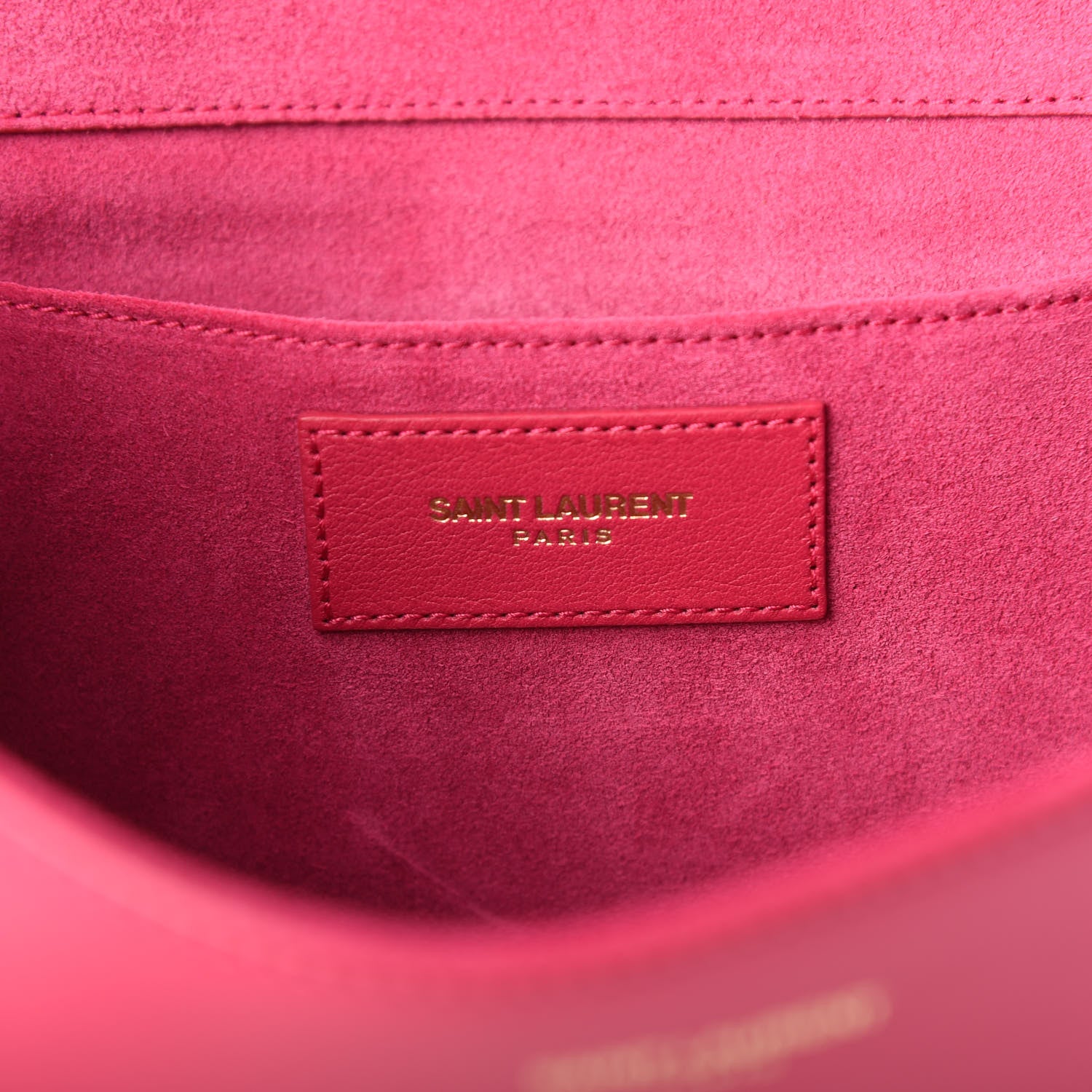 Saint Laurent Calfskin Classic Y Ligne Clutch Fuchsia 6 of 9