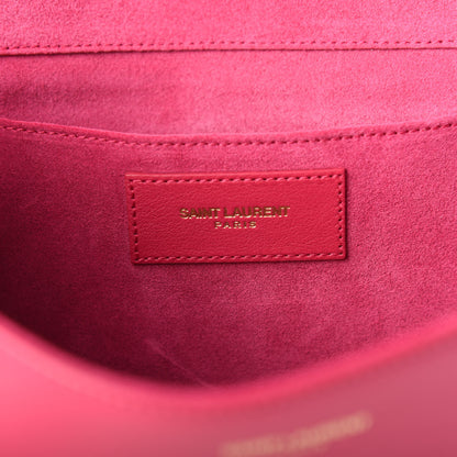 Saint Laurent Calfskin Classic Y Ligne Clutch Fuchsia 6 of 9