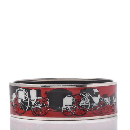 Hermes Enamel Printed Wheels Of Carriage Caleche Wide Bracelet 70 3 of 5
