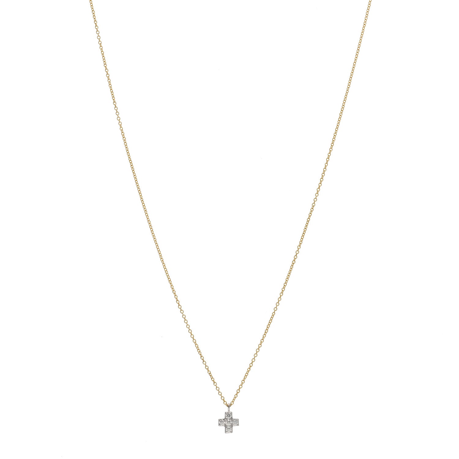 Tiffany 18K Yellow Gold Platinum Diamond Cruciform Cross Pendant Necklace 1 of 5