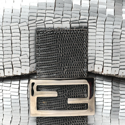 Fendi Sequin Beaded Lizard Baguette Silver Orange 7 of 12