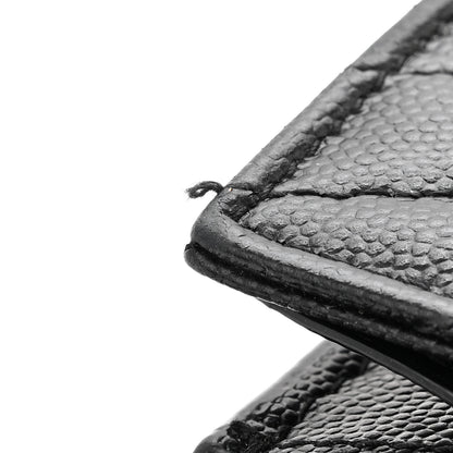 Saint Laurent Grain De Poudre Matelasse Chevron Monogram Monochrome Chain Wallet Black 14 of 16