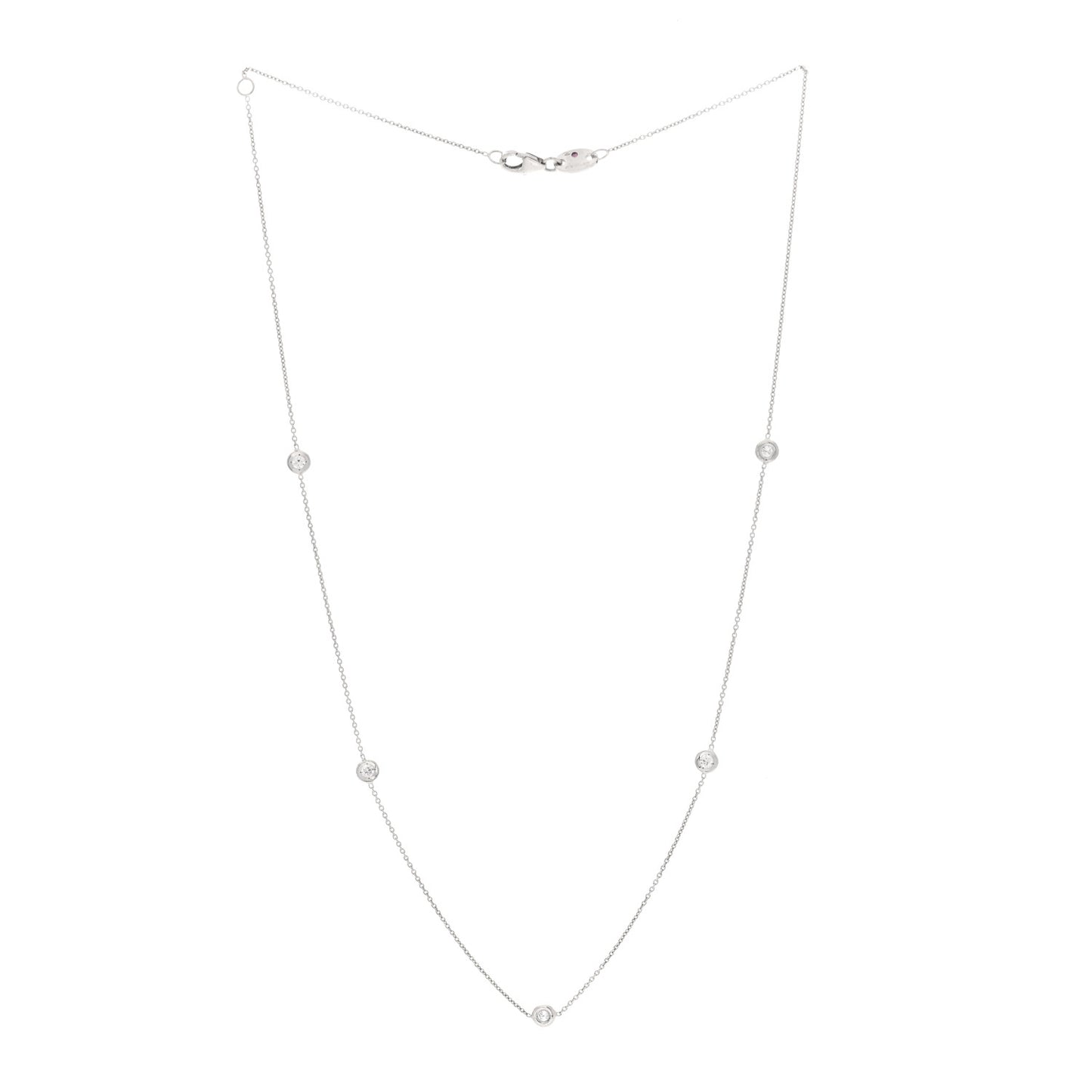 18K White Gold Diamond .23ctw Diamonds by the Inch Five Station Necklace